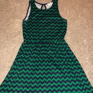 Green and blue dress